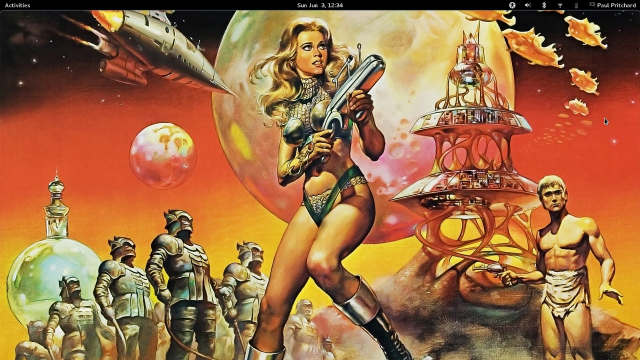 Woman holding gun space suits free wallpaper for desktop - medium preview image