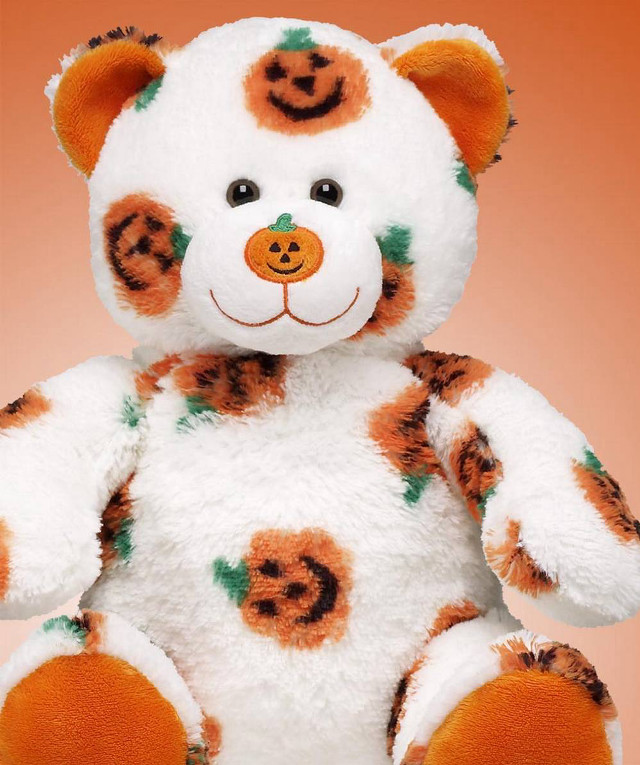 White orange teddy bear pumpkin free wallpaper for mobile - medium preview image