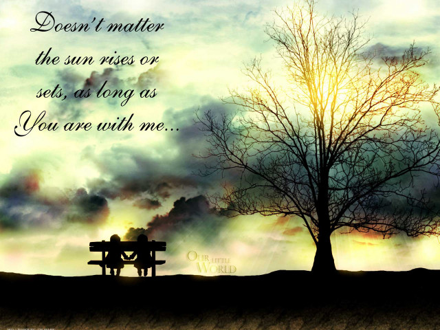 Couple bench tree sunset poem free wallpaper for desktop - medium preview image