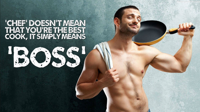 Man holding frying pan quote free wallpaper for desktop - medium preview image