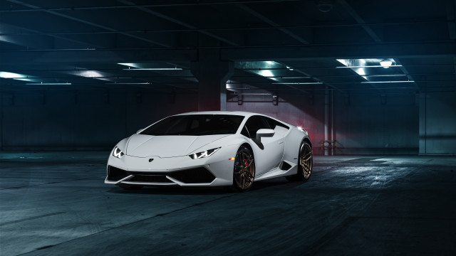 White sports car parking garage #10 free wallpaper for desktop - medium preview image