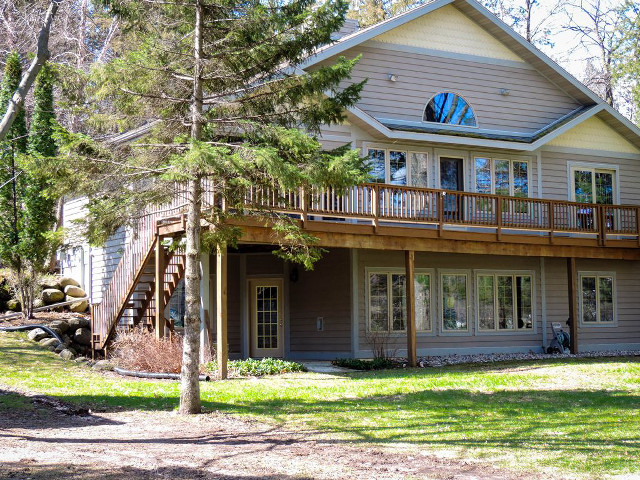 House deck tree motorcycle parked free wallpaper for desktop - medium preview image