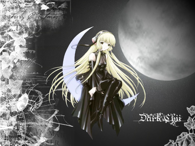 Anime girl moon gothic black free wallpaper for desktop - medium preview image