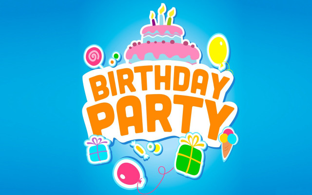 Birthday party sign cake presents free wallpaper for desktop - medium preview image