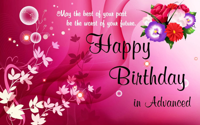 Pink birthday card flowers bubbles #2 free wallpaper for desktop - medium preview image