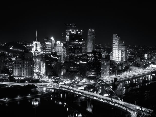 City night black white bridge free wallpaper for desktop - medium preview image