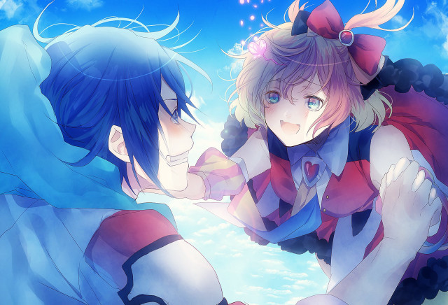 Anime characters touching eyes hands #2 free wallpaper for desktop - medium preview image