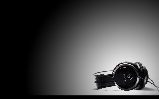 Headphones table wall black white free wallpaper for desktop - medium preview image
