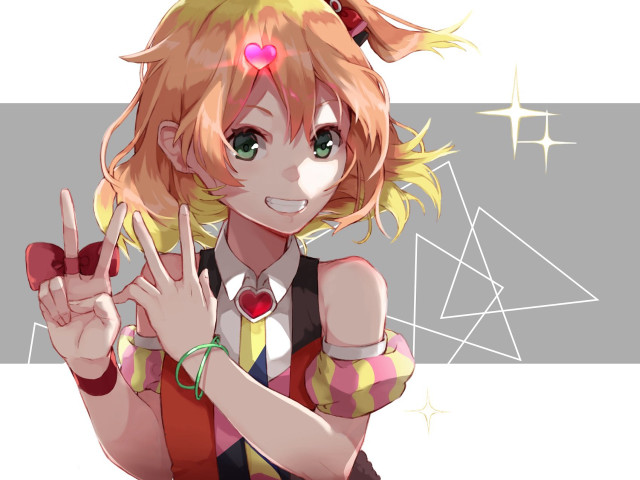 Blonde girl heart peace sign free wallpaper for desktop - medium preview image