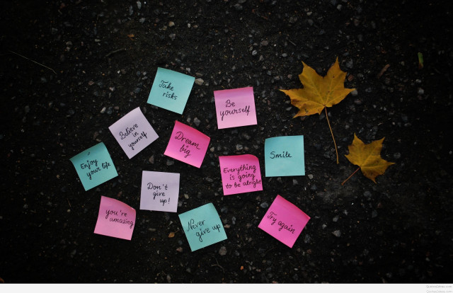 Sticky notes leaf yellow ground free wallpaper for desktop - medium preview image