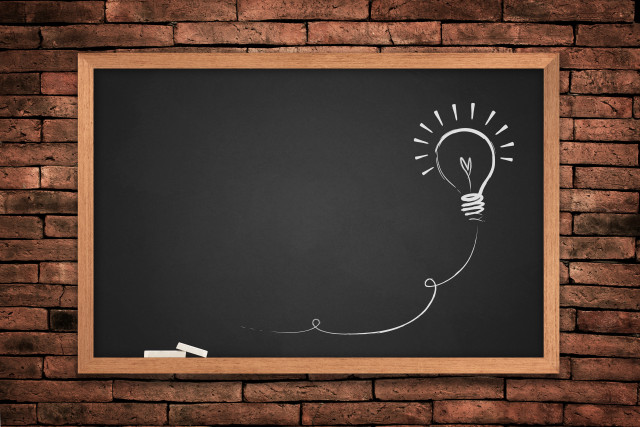 Chalkboard lightbulb brickwall wireframe academic free wallpaper for desktop - medium preview image