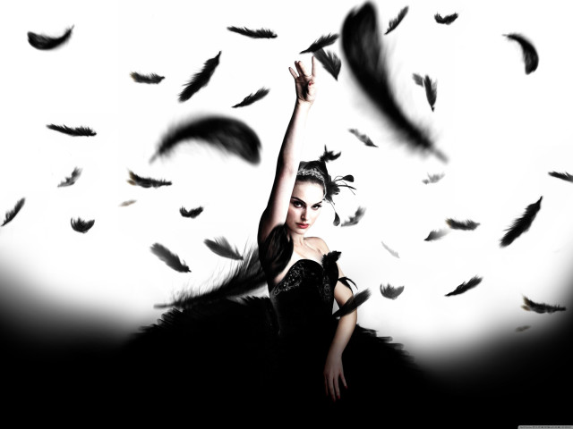 Woman black dress birds flying free wallpaper for desktop - medium preview image