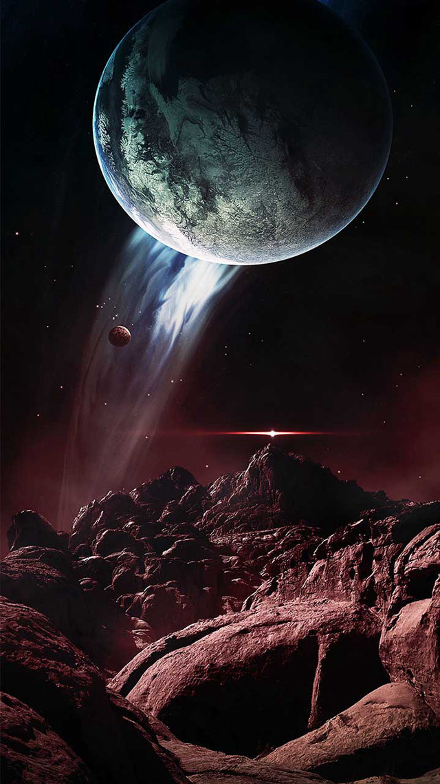 Planet moonlight milkyway aurora citylights free wallpaper for mobile - medium preview image