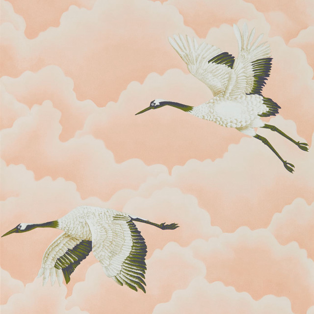 Two white birds flying cloudy free wallpaper for tablet - medium preview image