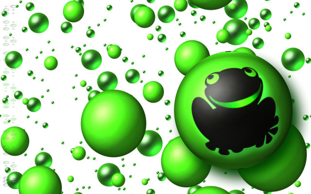 Green frog bubbles white background free wallpaper for desktop - medium preview image
