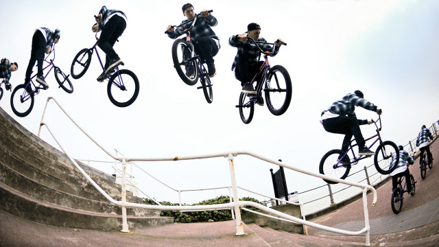 Bike stair riders airborne ramp free wallpaper for desktop - medium preview image