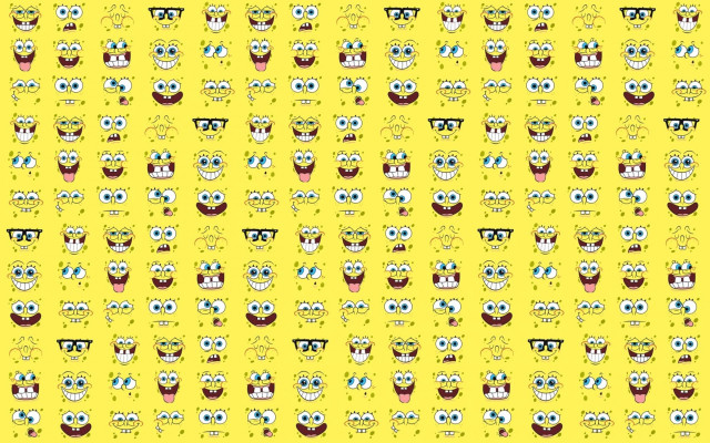 Yellow background faces eyes pattern free wallpaper for desktop - medium preview image
