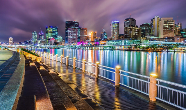 City skyline bridge water night #3 free wallpaper for desktop - medium preview image