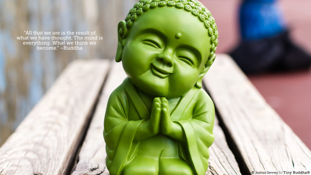 Small green buddha statue wooden free wallpaper for desktop - medium preview image