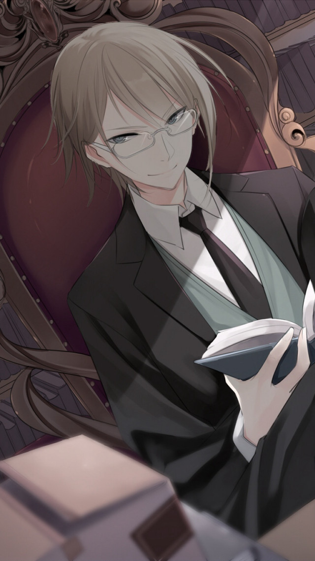 Man suit tie chair book free wallpaper for mobile - medium preview image