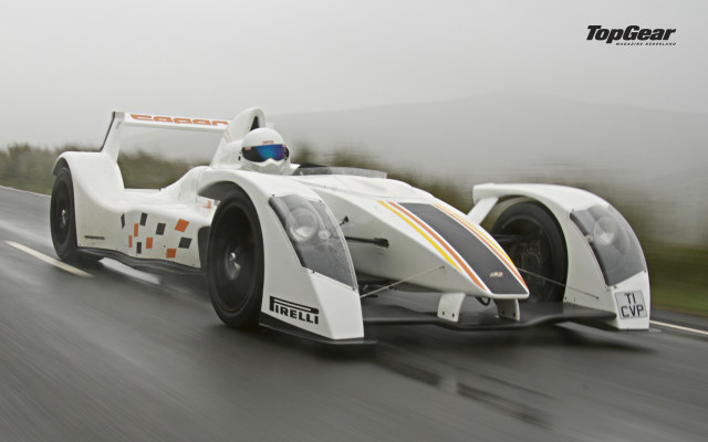 White race car rain road free wallpaper for desktop - medium preview image