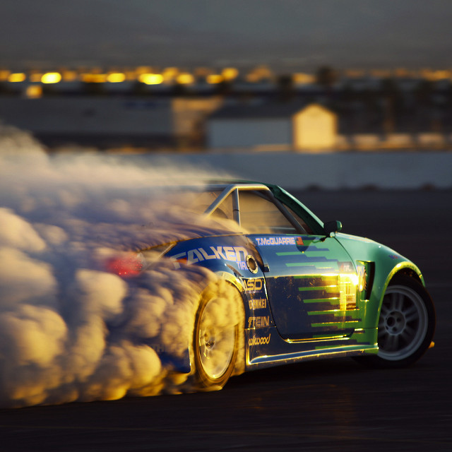 Car smoke tires track nighttime free wallpaper for tablet - medium preview image