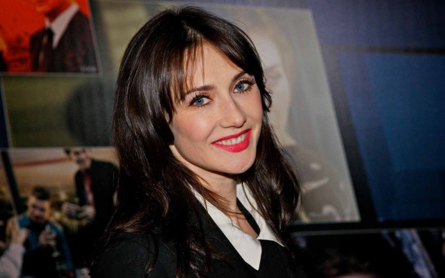 Woman red lips smiling poster free wallpaper for desktop - medium preview image