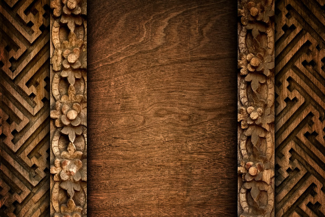 Wooden frame carved design flower free wallpaper for desktop - medium preview image