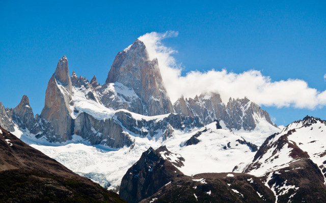 Mountain range snow clouds sky free wallpaper for desktop - medium preview image