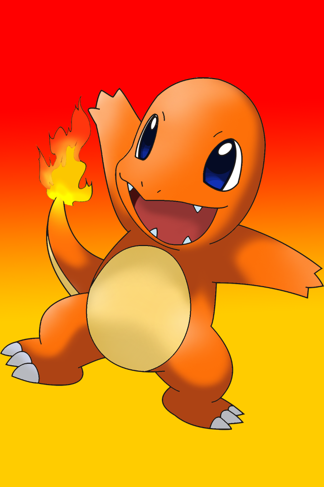 Cartoon character fireball smiling red free wallpaper for mobile - medium preview image