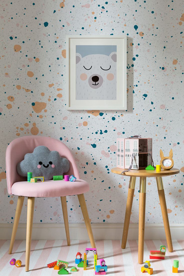 Child room pink chair bear free wallpaper for mobile - medium preview image