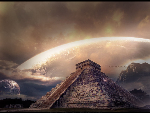 Pyramid large planet sky background free wallpaper for desktop - medium preview image