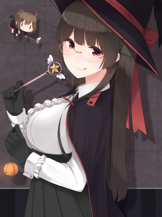 Woman black white outfit wand free wallpaper for mobile - medium preview image