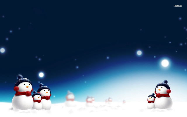 Snowmen snow sky stars group free wallpaper for desktop - medium preview image