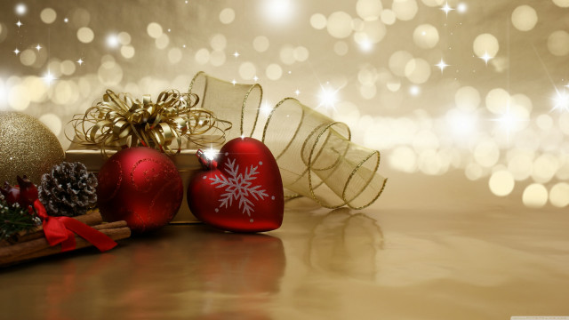 Christmas ornaments table tree ribbon free wallpaper for desktop - medium preview image
