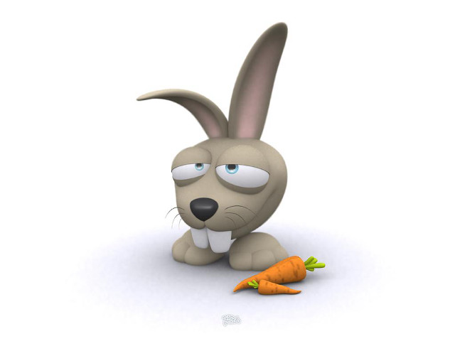 Cartoon rabbit sitting carrot sad free wallpaper for desktop - medium preview image