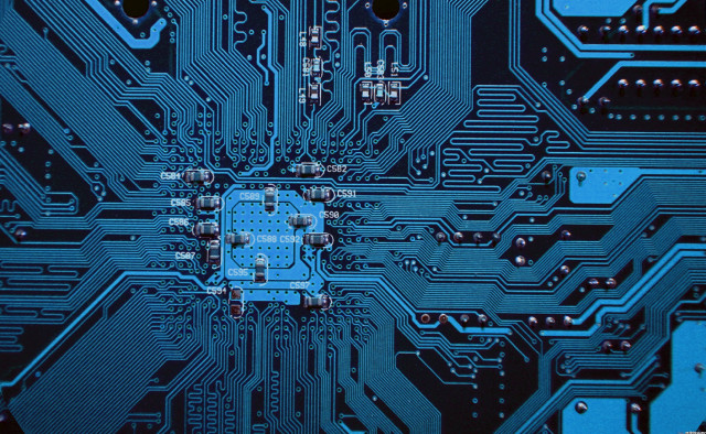 Computer board electronic components blue free wallpaper for desktop - medium preview image