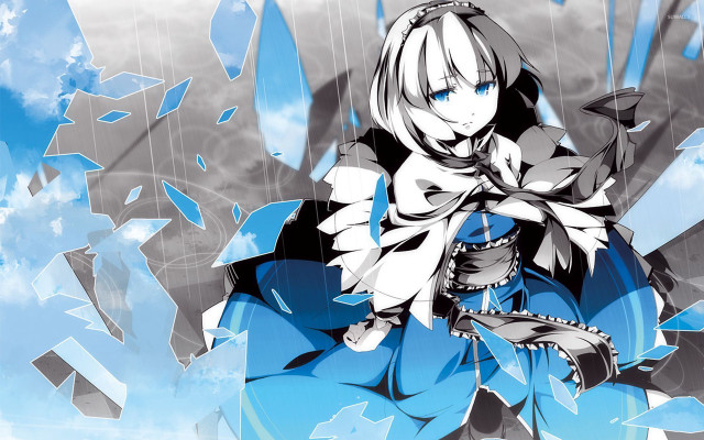 Anime blue white rain manga free wallpaper for desktop - medium preview image