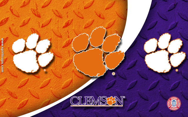 Clemson logo purple orange background free wallpaper for desktop - medium preview image