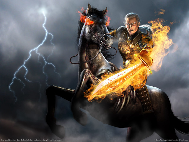 Man riding horse fire lightning free wallpaper for desktop - medium preview image
