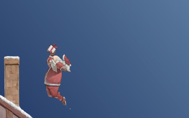 Santa claus flying sky building free wallpaper for desktop - medium preview image