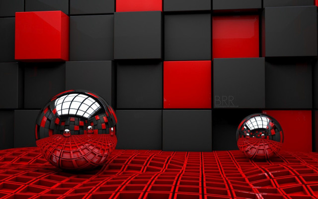Red black wall shiny balls free wallpaper for desktop - medium preview image