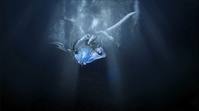 Large bird flying water light free wallpaper for desktop - medium preview image