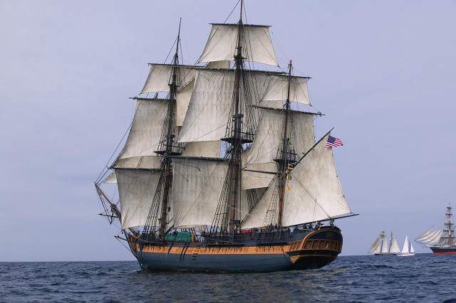 Sailboat ocean cloudy day american free wallpaper for desktop - medium preview image