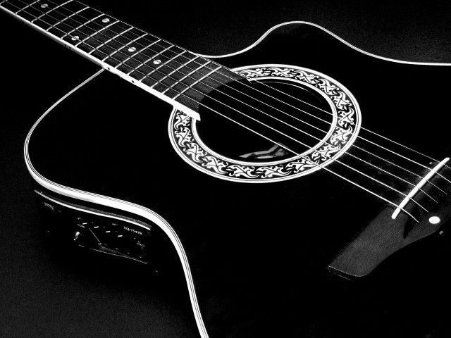 Black white guitar fret cover free wallpaper for desktop - medium preview image