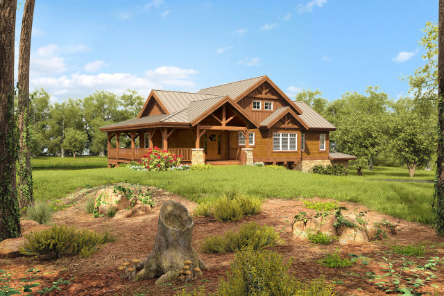 Log cabin porch tree rock free wallpaper for desktop - medium preview image