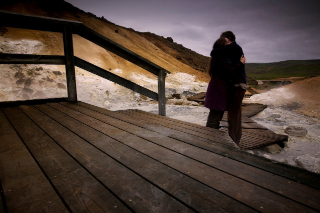 Woman standing wooden deck river free wallpaper for desktop - medium preview image