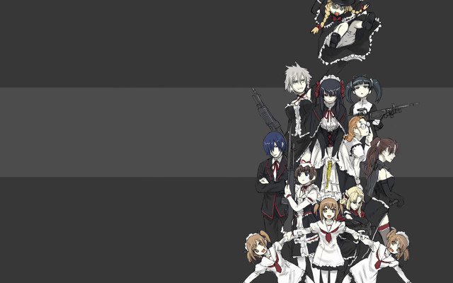 Anime characters pyramid guns black free wallpaper for desktop - medium preview image