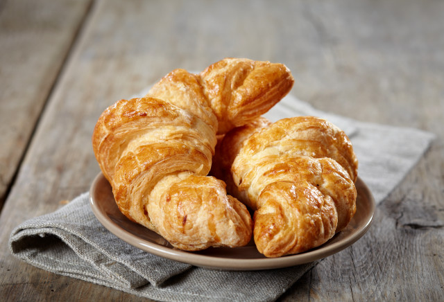 Croissants napkin wooden table top free wallpaper for desktop - medium preview image