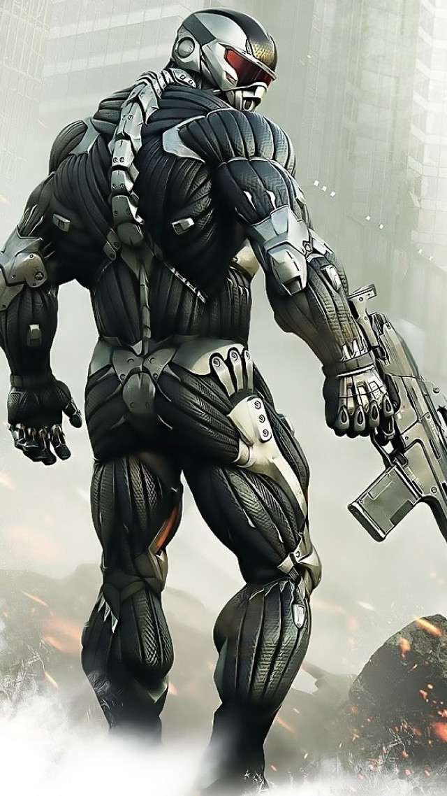 Futuristic man suit gun holding #2 free wallpaper for mobile - medium preview image